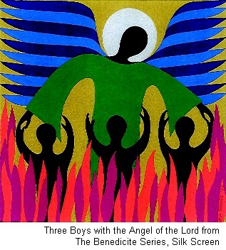 Three boys with the Angel of the Lord from the Benedicite Series, Silk Screen