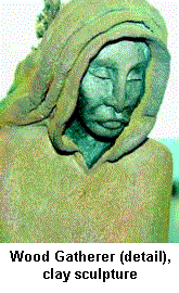 Wood Gatherer (detail), clay sculpture