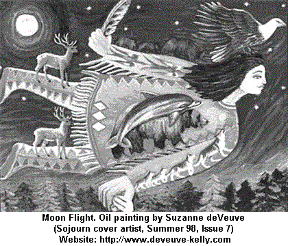 Moon Flight. Oil painting by Suzanne deVeuve (Sojourn cover artist Summer 98, Issue 7) Website: www.deveuve-kelly.com